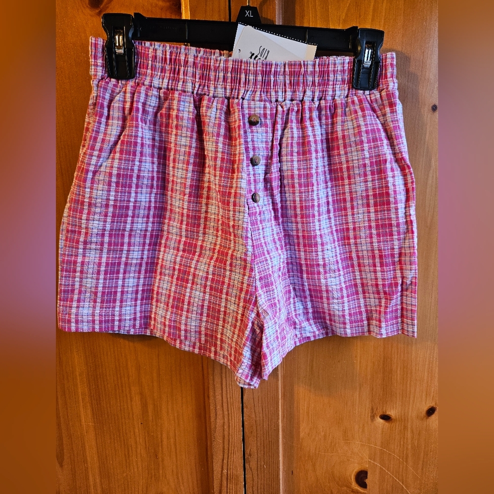 NWT Speechless Kids Plaid Pink Girl's Shorts SIZE LARGE